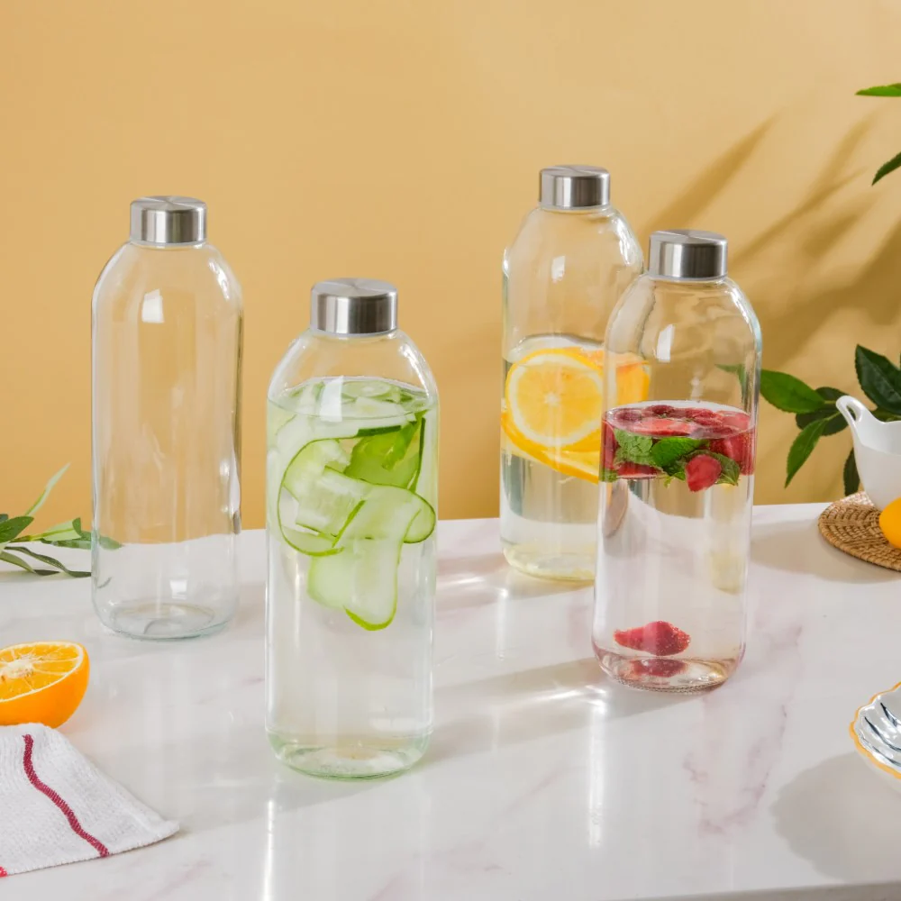 Borosilicate Glass Water Bottle Set Of 4 1 L - Image 7
