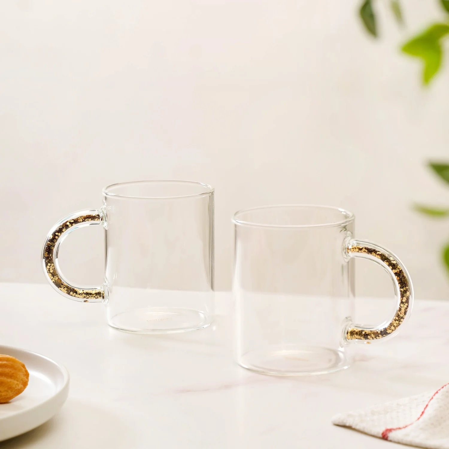 Gold Sparkle Handle Glass Coffee Mug Set Of 2 425ml - Image 7