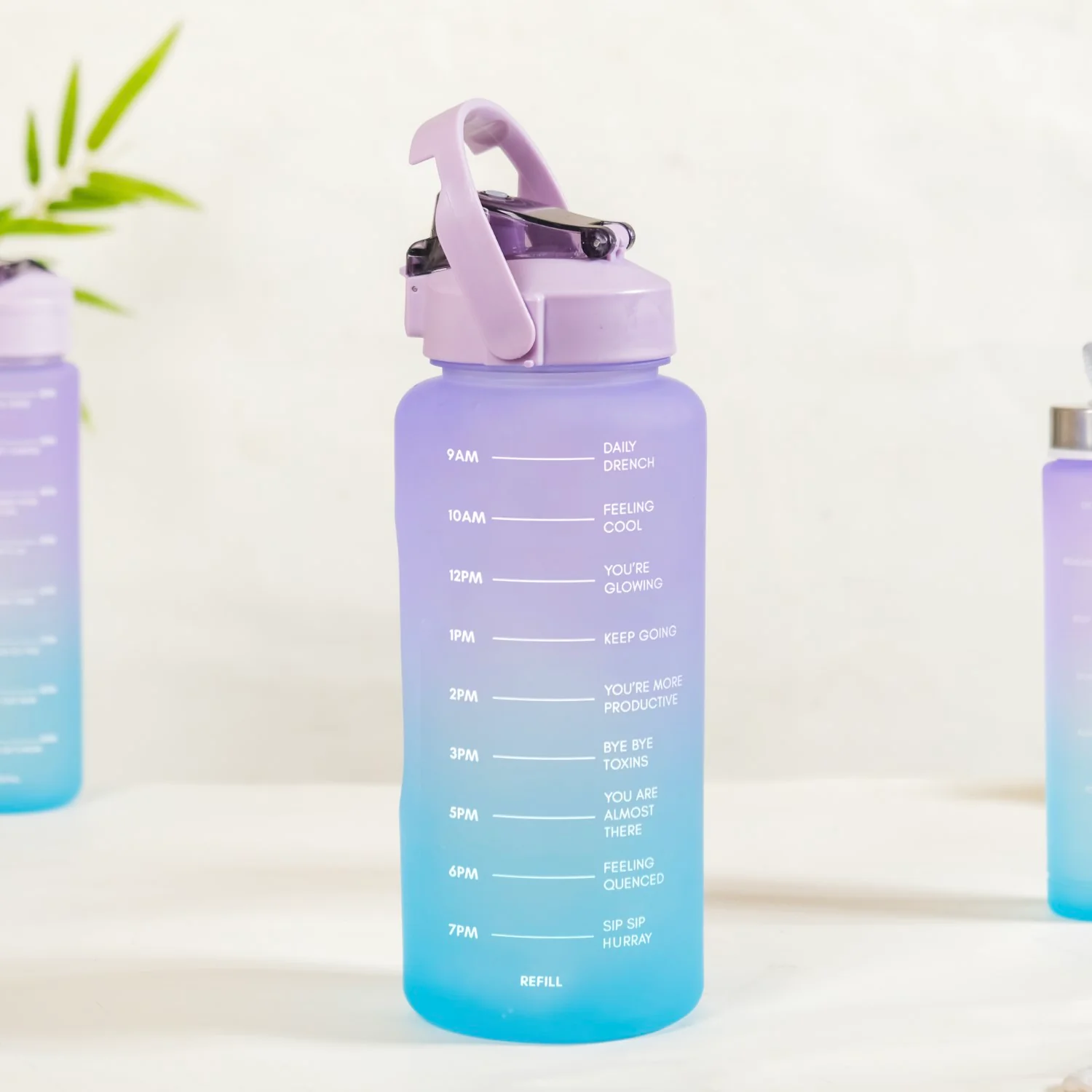 Gym Motivational Water Bottle Set Of 3 Lavender Blue - Image 10