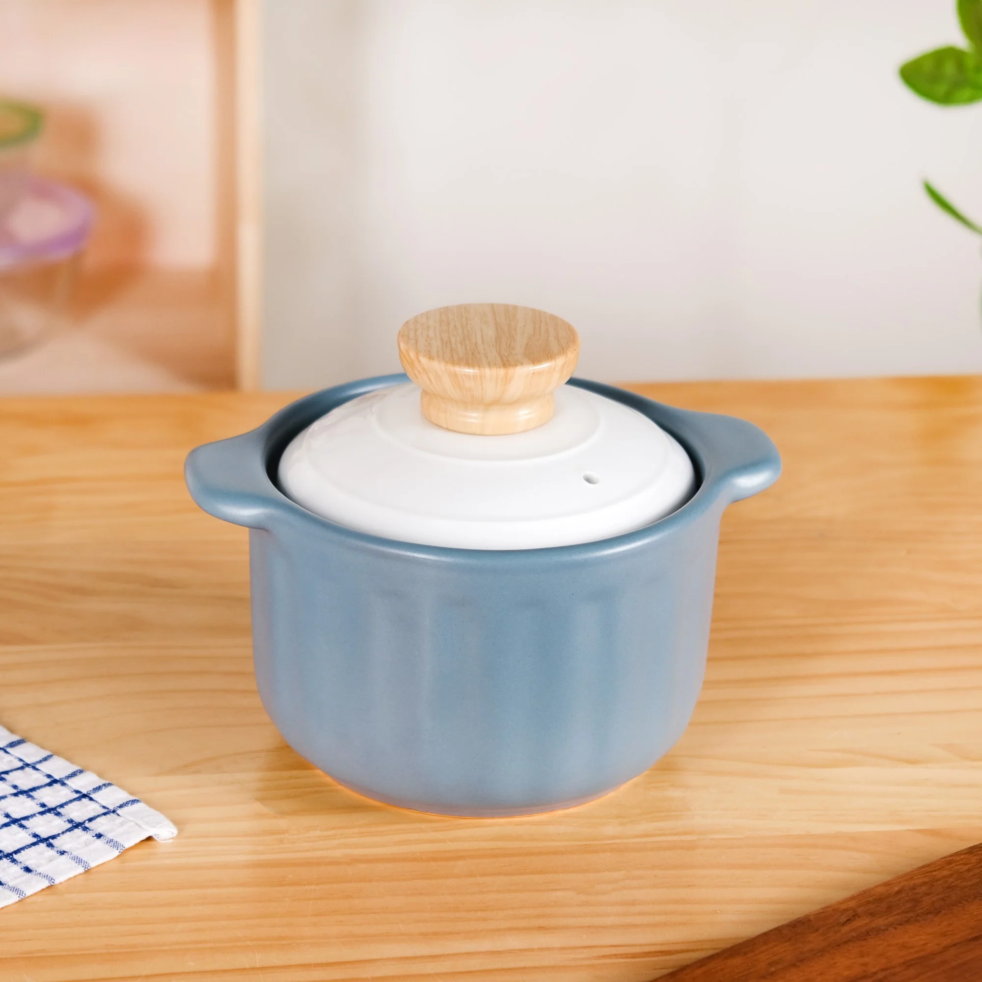 Homebrew Cooking Pot Ceramic Blue 1500ml - Image 10