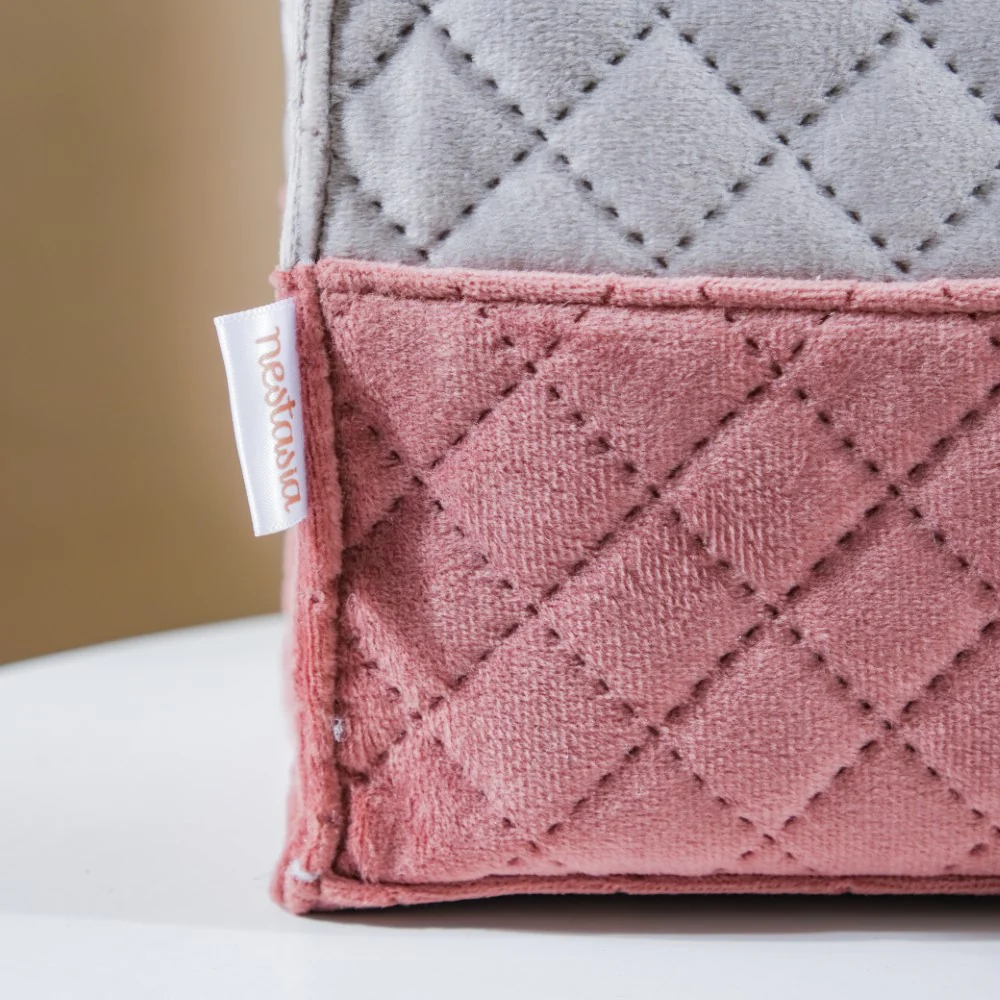Luxe Velvet Lunch Bag Grey And Pink - Image 6