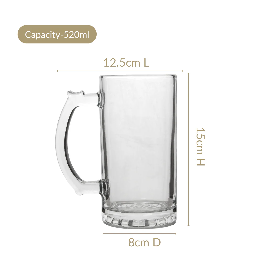 Premium Tall Glass Beer Mugs Set Of 6 520ml - Image 4
