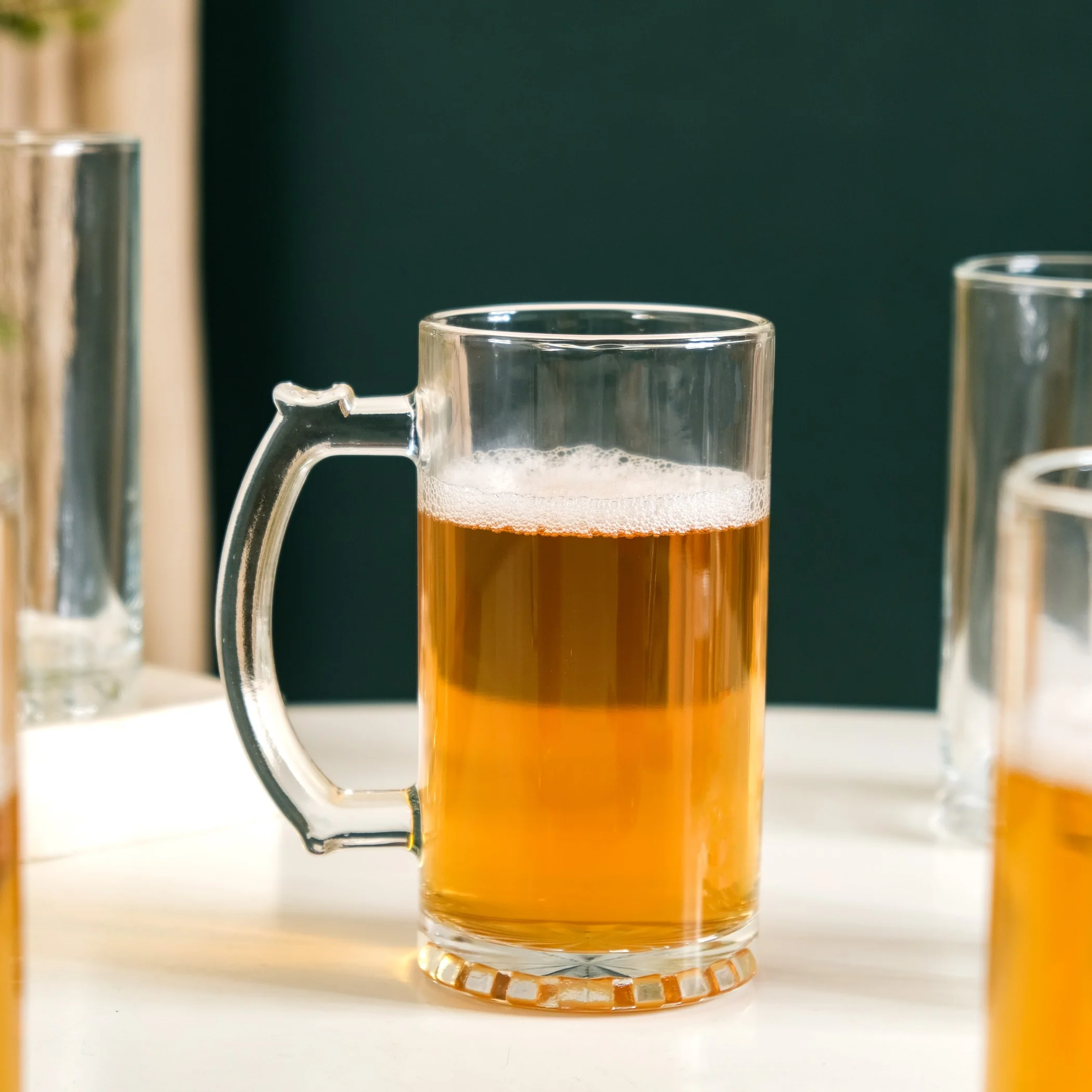 Premium Tall Glass Beer Mugs Set Of 6 520ml - Image 7