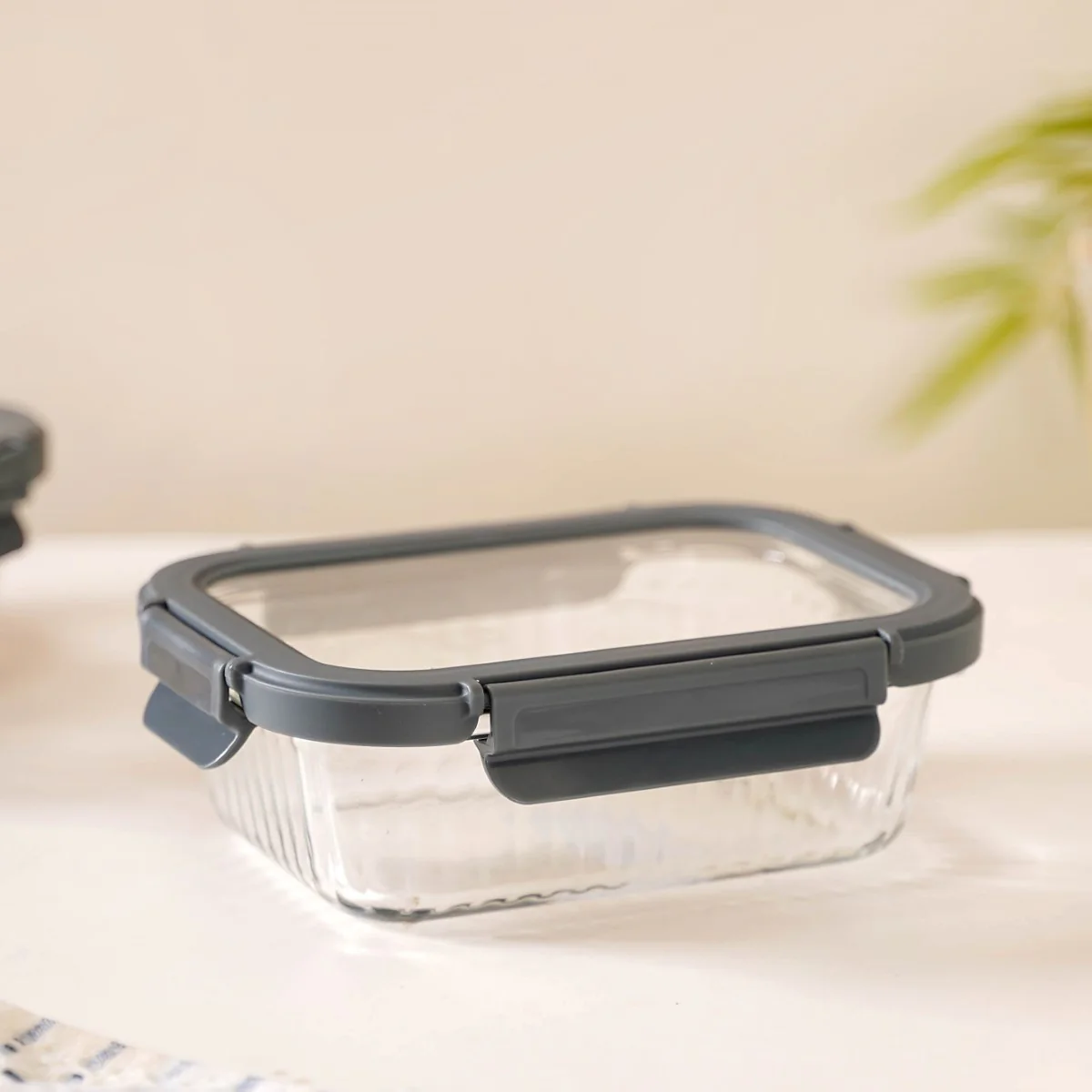 Rectangle Glass Lock Box Set Of 2 Fluted 640ml - Image 8