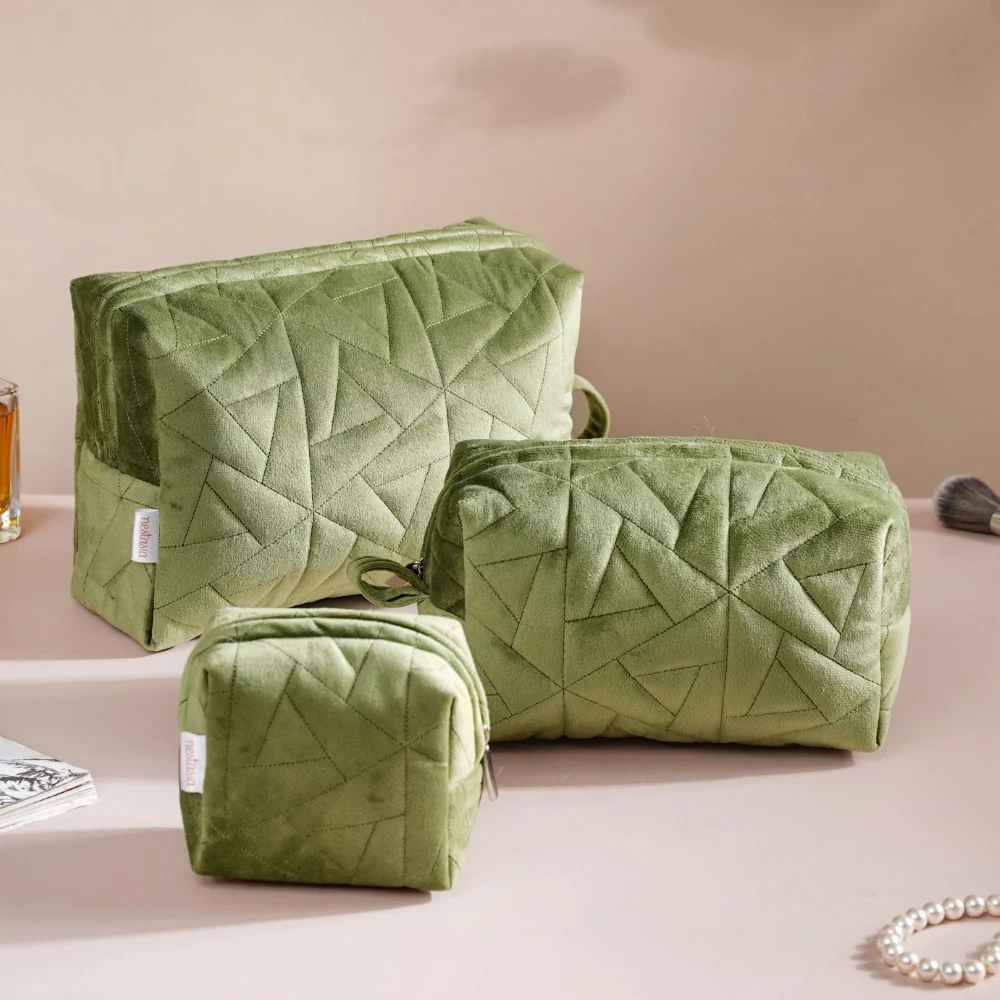 Sage Green Cosmetic Bag Set Of 3 - Image 9