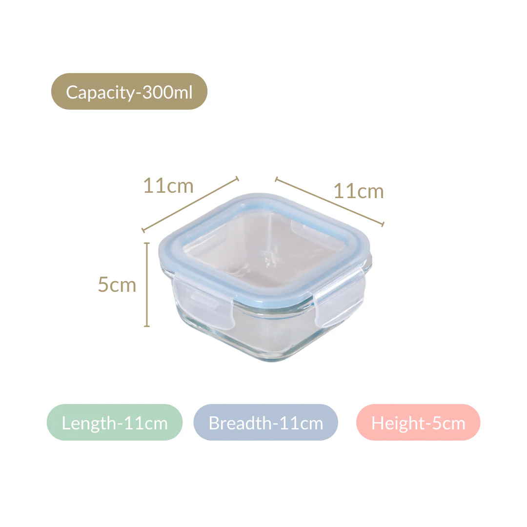 Set Of 2 Leakproof Glass Food Container With Lid 300ml - Image 3