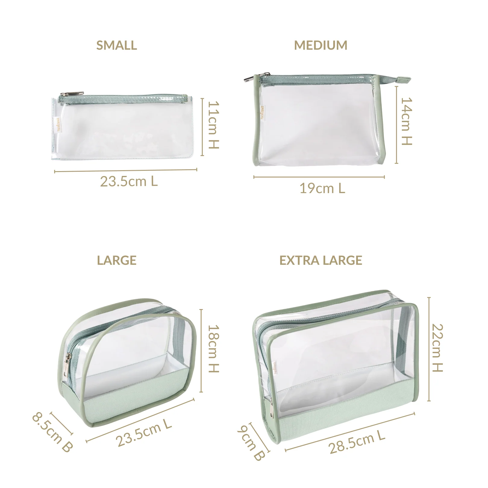 Set Of 4 Travel Cosmetic Organizer Pouch Mint Green - Image 4