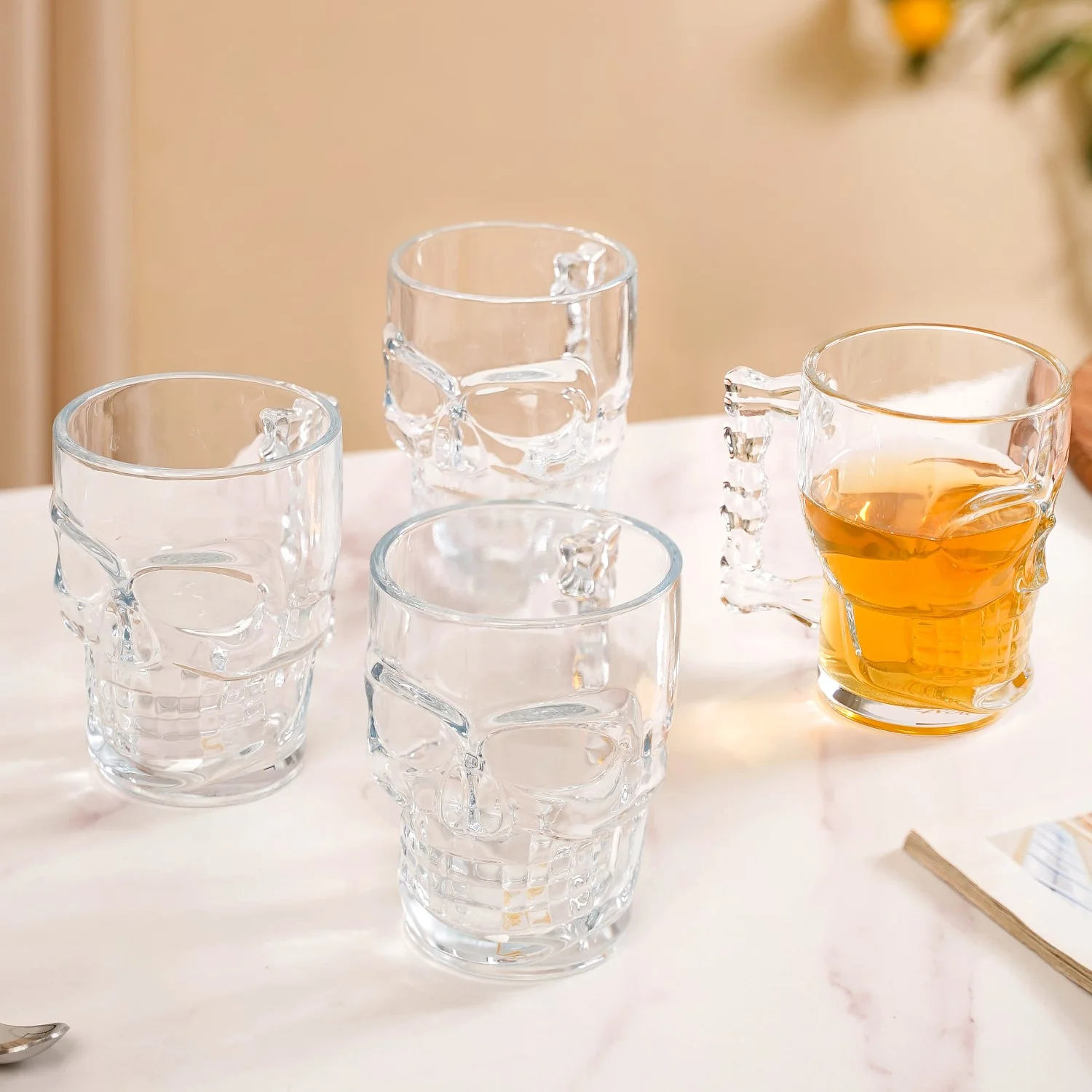 Skull Beer Mugs Set of 4 500ml - Image 3