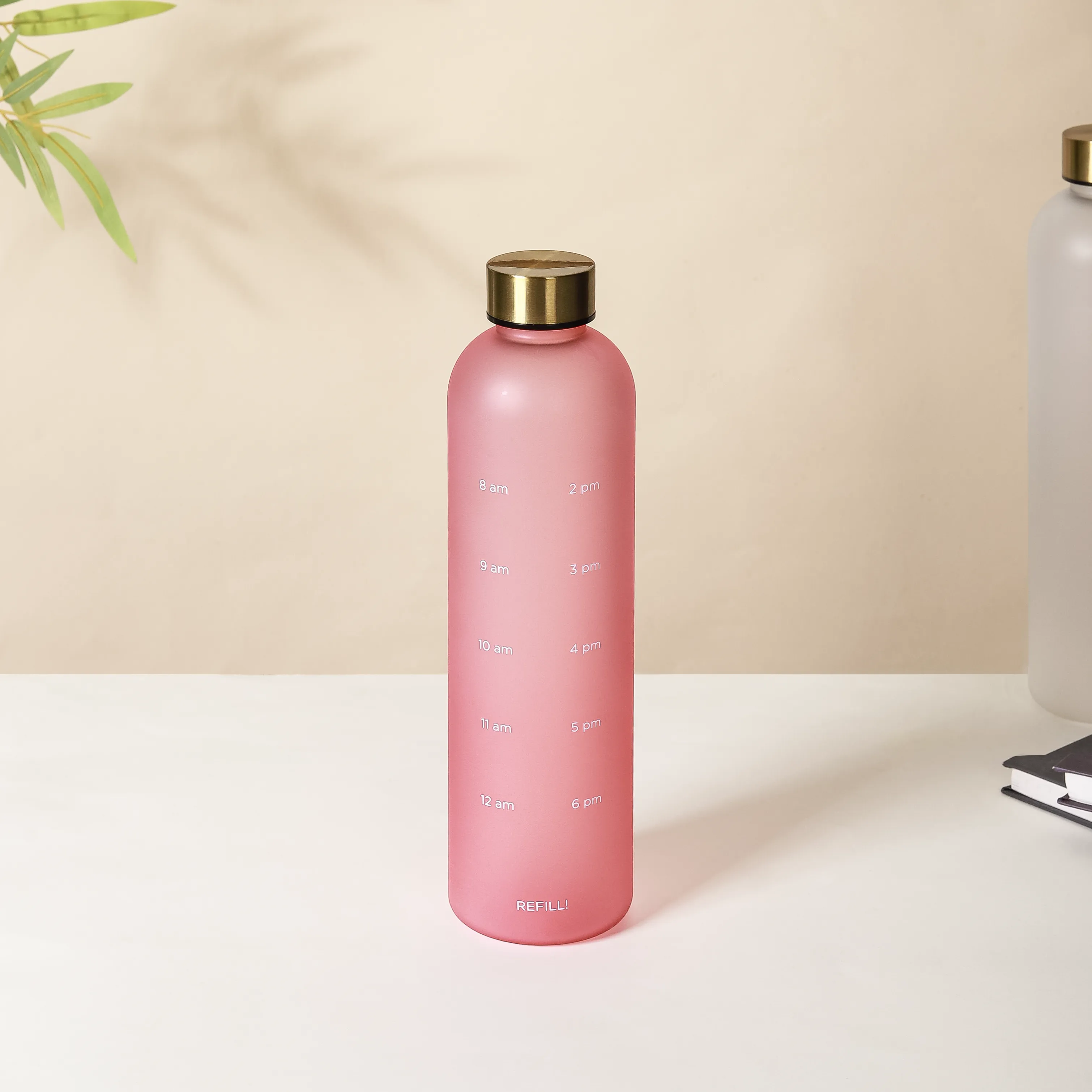 Stylish Time Marker Water Bottle Pink 1L Set Of 2 - Image 4